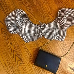 Brown/White checkered - Summer Cropped top - Medium